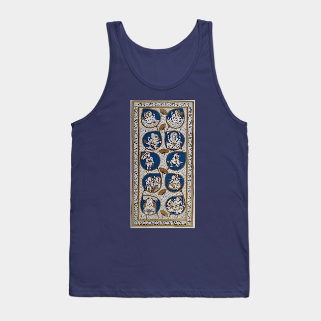 "Dashavtar" vishnu, Buddha, indian folk painting, phad painting Blue and gold Tank Top by gopalpjoshi